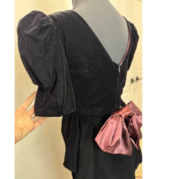 Gothic Whimsigoth Vintage Dress Black Velvet Purple 80s Act III USA Rare Small - Picture 3 of 12